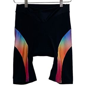 BEROY CYCLE SHORTS - SIZE 3XL BLACK WITH OMBRÉ NEON STRIPE - EXC COND B7